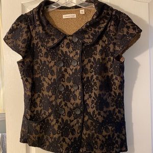Dressy black lace gold lined top